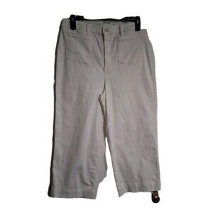 Women's Talbots Flawless White High Waist Wide Crop Pants Size 14